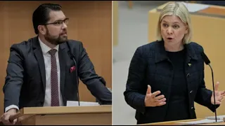 Riksdagsdebatt mellan Jimmie Åkesson (SD) och Magdalena Andersson (S) 17 januari 2024