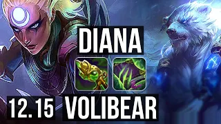 DIANA vs VOLIBEAR (JNG) | 2.1M mastery, 1400+ games, Legendary, 12/4/10 | NA Master | 12.15