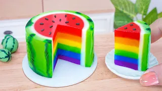 Cocomelon Jelly 🍉✨ Fresh Miniature Watermelon Rainbow Jelly Decorating  Miniature Ideas Cake