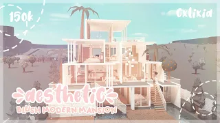 Blush Aesthetic Modern Mansion (150k Exterior) | Bloxburg House Build