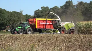 Mais hakselen door loonbedrijf te Bokkel met Claas Jaguar 860 & Deutz Fahr trekkers - Deel 1 (2022)