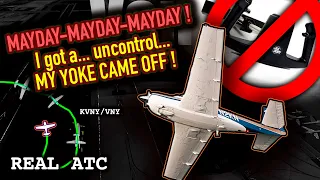 Yoke Comes Off Mid Flight Pilot Attempts to Make Emergency Landing  REAL ATC