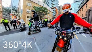 TORONTO Downtown GTA VR TOUR PEV Group Ride SURRON POV & Police Bikes Encounter [360°4K]