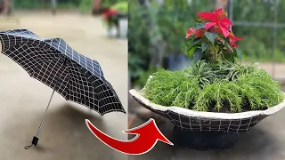 Cement Craft Ideas At Home | Make Unique Decorative Plant Pots From Umbrella And Cement #shorts