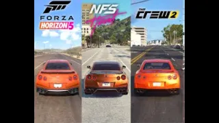 Nissan GT-R  Forza Horizon 5 vs The Crew 2 vs NFS Heat | HD 50 FPS