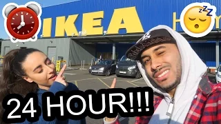 24 HOUR CHALLENGE IN IKEA ⏰ OVERNIGHT FORT!! 🚨