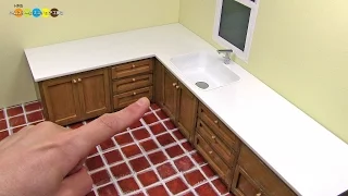DIY Miniature L Shaped Kitchen Sink　ミニチュアL字型の流し台作り