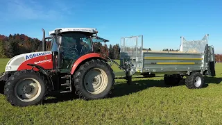 Miststreuen MEV 9500 Komspoststreuer | Prototyp Ersteinsatz | Steyr Profi MF | Gülleseparation