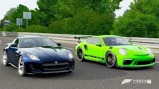 Forza 7 Drag race: Jaguar F-Type R vs Porsche 911 GT3 RS (2019)