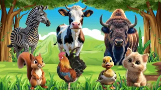 Animal Sounds Around Us: Buffalo, Dairy Cow, Zebra, Squirrel, Cat - Amazing Animal Moments