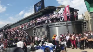 Fernando Alonso walks off track after Indy500