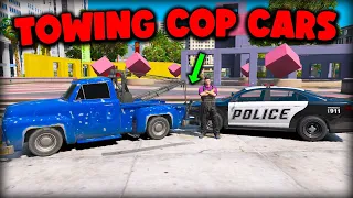 Trolling cops with tow truck!!! - GTA Roleplay