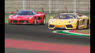 Battle Ferrari LaFerrari vs Lamborghini Aventador LP700-4 at Imola