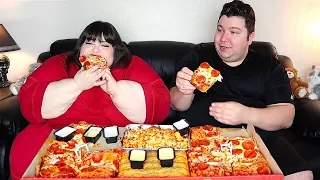Massive Pizza Hut Big Dinner Box with Hungry Fat Chick • MUKBANG