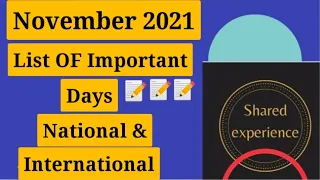 November2021,Full List of National & International Days।special days in November 2021#importantdays