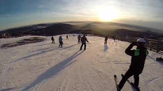 Шерегеш Сектор Е Спуск на сноуборде Закат Январь 2015 Sheresh Sector E Snowboard January GoPro 2K