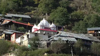 Mukhba Village and Devi Temple in Upper Harsil Valley, wooden homes, Ripe Apples and the Bhagirathi