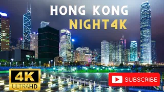 Hong Kong 4k night drone footage
