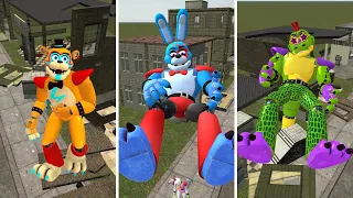 EXPLODE NEW HOUSE MEGA PUNCH ALL FNAF Security Breach ANIMATRONICS INTO STATUES ON GMOD!
