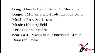 Oonchi Haveli Bana Do Munim Ji, Movie : Phoolwari 1946