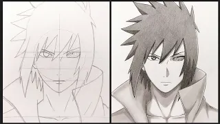 Cara Menggambar Sasuke Uchiha - Naruto | Anime Drawing - Step by Step