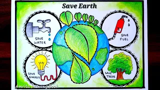 Earth Day Drawing | Save Environment Drawing |  Easy Earth Day Drawing idea 2024 | Creative Posters