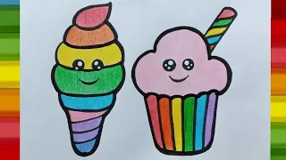 Easy drawing and colouring icecream 🍨🍦|simple drawing and colouring for kids|Easy drawing for kids