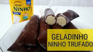 COMO FAZER GELADÃO DE NINHO TRUFADO | GELADINHO DE NINHO COM CASQUINHA DE CHOCOLATE |GELADÃO GOURMET