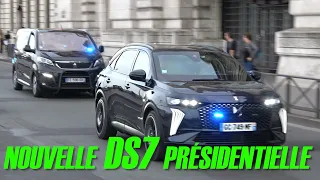 le convoi d' Emmanuel Macron avec la DS 7 restylée