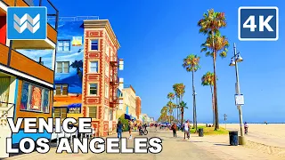 [4K] Venice Beach to Santa Monica Beach in Los Angeles, California - Walking Tour & Travel Guide 🎧