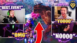 STREAMERS REACT TO THE MONSTER VS MECH EVENT! (Fortnite: Battle Royale)