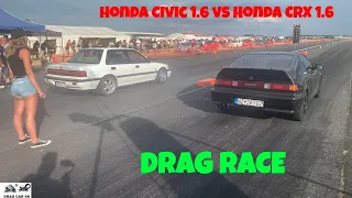Honda CRX 1.6 vs Honda Civic 1.6 drag racing 1/4 mile 🚦🚗 - 4K UHD