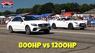 800HP Mercedes AMG E63 S vs 1200HP GTR vs 800HP Supercharged Huracan - DRAG RACE!