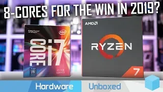 Ryzen 7 1800X vs. Core i7 7700K, 4 Intel Cores vs. 8 AMD Cores in 2019