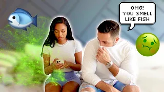 SMELLING LIKE FISH PRANK TO SEE HIS REACTION!!