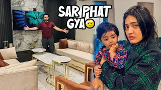 BILLI KA SAR PHAT GYA 😭 | Finally Living Room Set Hogya 😍 | Kitchen Ki Accessories Agai ♥️