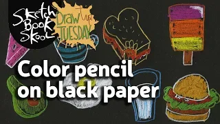 Draw Tip Tuesday - Color pencils on black paper