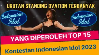 URUTAN STANDING OVATION TERBANYAK DARI TOP 15 INDONESIAN IDOL 2023.