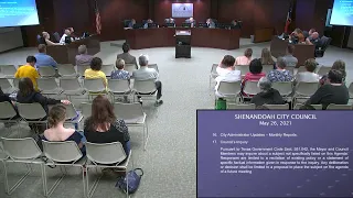 Shenandoah City Council Meeting 5/26/2021