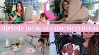 Abrindo nossas cabeceiras, são lindas! Modelo, cor e tecido |Hambúrguer caseiro |Organizando a casa