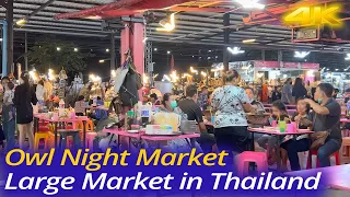 4K🇹🇭 Owl Market - Largest Night Market in Nonthaburi Thailand (Bangkok Mrt Line) / ตลาดนกฮูก