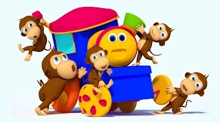 Bob The Train | Five Little Monkeys Jumping on the Bed | Monkey Song Bob | Nursery Rhymes by Kids Tv