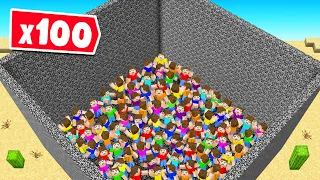 We TRAPPED 100 PLAYERS In A BEDROCK BOX! (Minecraft)