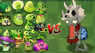 All Plants Max Level POWER UP Vs 100 Jurassic Fossilhead Zombie - PvZ 2 10.4.1