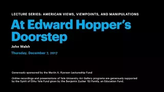 At Edward Hopper’s Doorstep