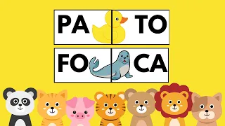 Formar nomes de animais - Quebra-cabeça - Juntar sílabas - Nomes de animais - Alfabetização