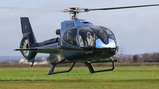 Dutch EC130 PH-RIS departing at Hangelar Airfield.
