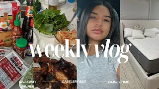 weekly vlog| giveaway winner, castlery bed reveal, asian market restock, speech delay update + more