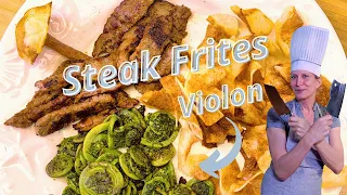 Steak frites rapide Bonus (têtes de violon)