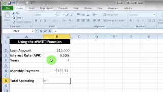 Excel PMT() Function Basics